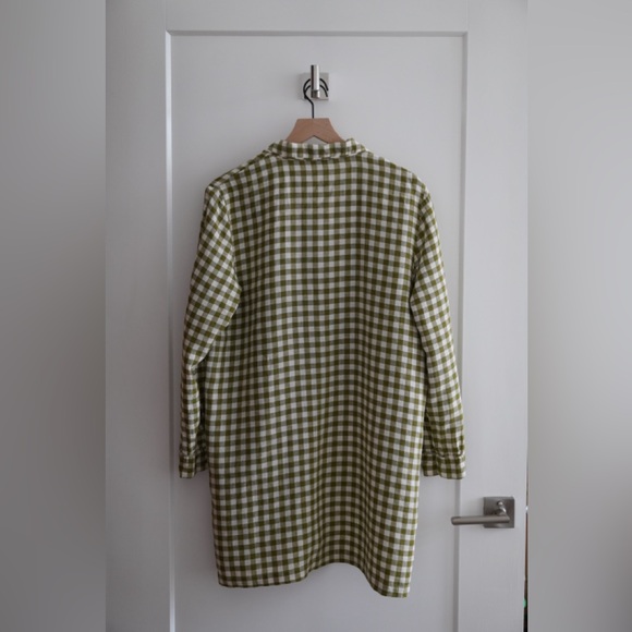 Piglet in Bed Botanical Green Gingham Linen Night Shirt - Picture 3 of 7